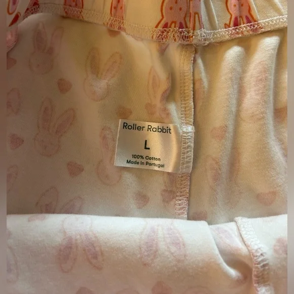 Roller Rabbit Pink Lovestruck Bunny Polo Pajamas Preppy Valentine’s Day Sz L